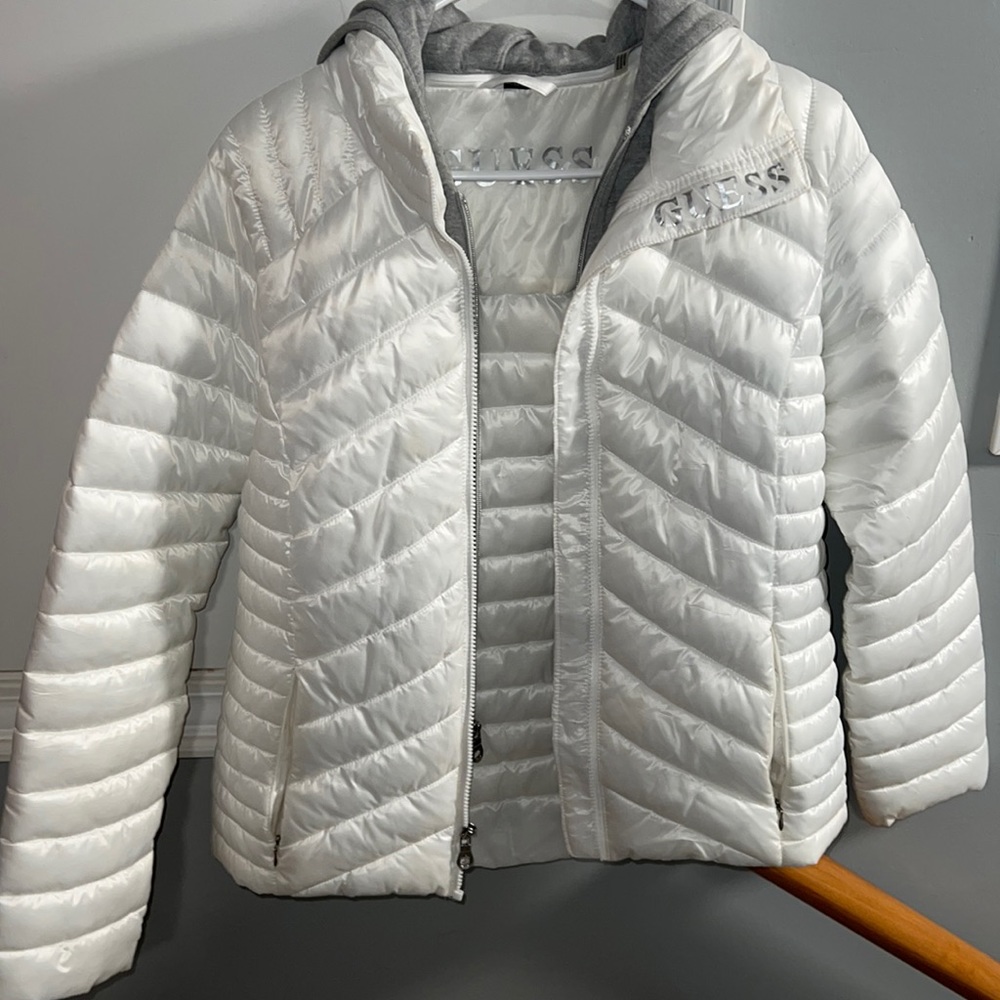Guess White Puffer Jacket